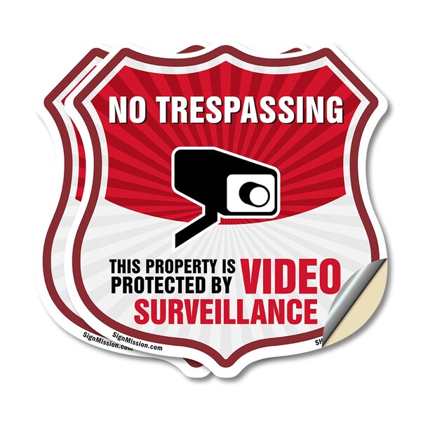 Signmission No Trespassing Shield Sign This Property, 12 inch X 12 inch, Vinyl Decal, 2PK SHI-D-2PACK-12-410 - main