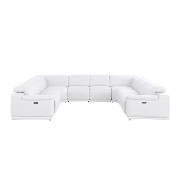 Homeroots White Leather Modular U Shaped Eight Piece Corner Sectional 643958 - main