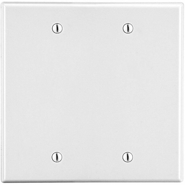 Hubbell Wiring Device-Kellems Blank Box Mount Wall Plate, Number of Gangs: 2 Plastic, Satin Finish, White P23W - main