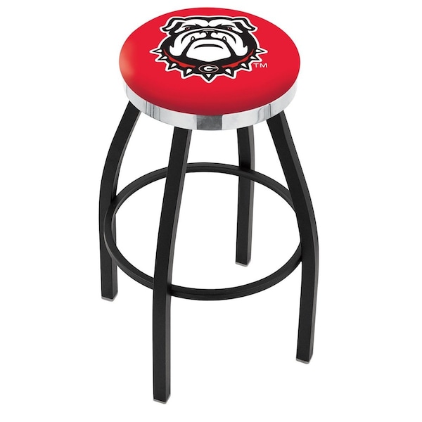 Holland Bar Stool Co 36" Blk Wrinkle Georgia "Bulldog" Swivel Bar Stool, Chrome Ring L8B2C36GA-Dog - main