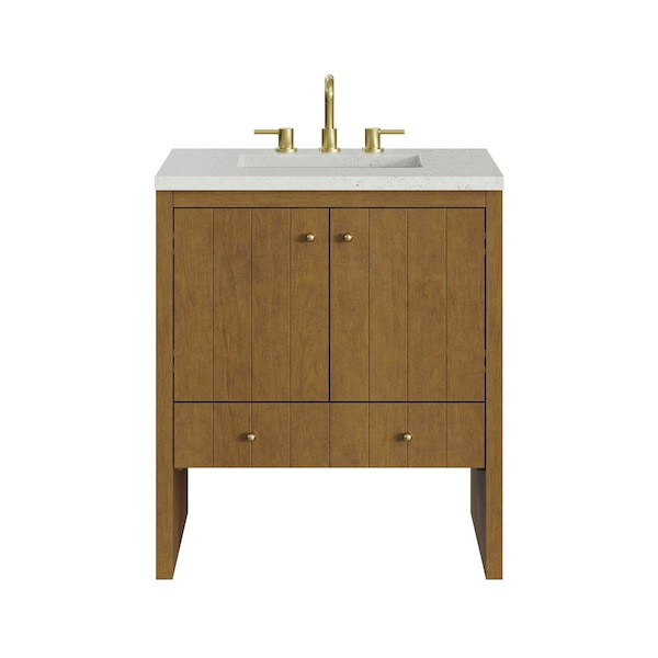 James Martin Vanities Hudson 30" Single Vanity, Honey Oak w/ 3 CM Lime Delight Silestone Top 435-V30-HNO-3LDL - main