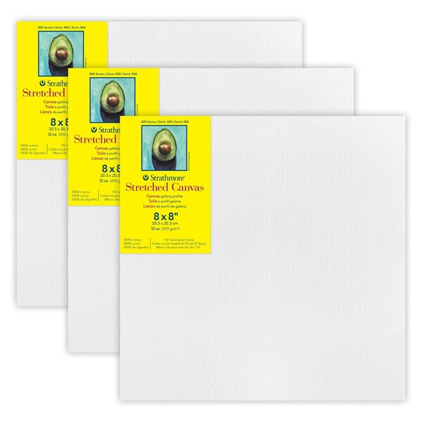 Strathmore 300 Series Gallery Stretched Canvas, 8x8 inch, 3PK P314-88 - main