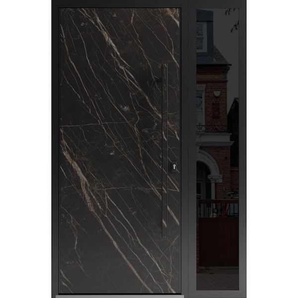 Vdomdoors Steel Door Dekton 0118 Natural Noir Side Exterior Window Sidelite Entry Door Painted W36+14xH80 Lef DEKTON0118EXD-NOR-W36+14xH80-LH-I - main