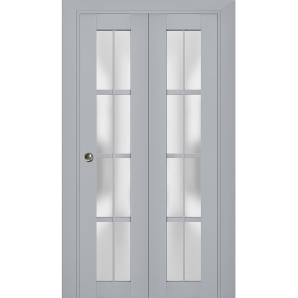 Sartodoors Sliding Closet Bi-fold Doors Grey Solid Core Modern Interior VEREGIO7412BF-GRE-64 x 96 (2* 32x96) - main