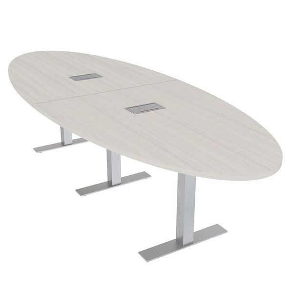 Skutchi Designs 10ft Conference Table With Power Unit | 8 Person Modular Oval Meeting Table | Harmony Series HAR-OVL-48X120-T-K458-ESIL - main