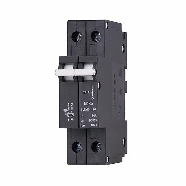 Automation Systems Interconnect 1 Amp, 2 Pole, 80V DC, Trip Curve: C, DIN Rail Mount-Hydraulic-Magnetic Circuit Breaker, UL1077, 6PK NDB5-Z41-2P - main