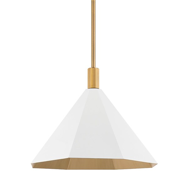 Troy Lighting Huntley 1 Light Pendant 22 In. Patina Brass/White F8322-PBR/SWH - main