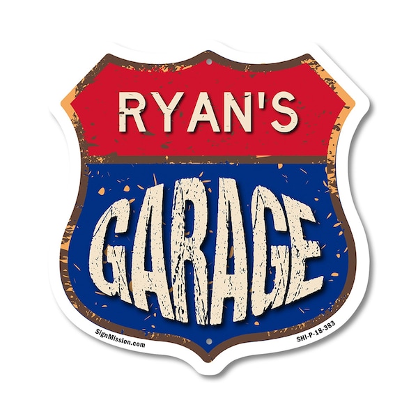 Signmission Ryan's Garage, 18 Inch X 18 Inch, Plastic Sign SHI-P-18-383-RYAN - main