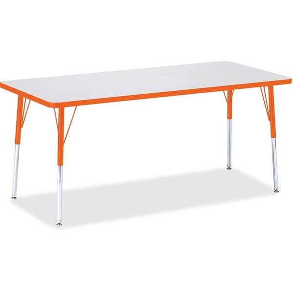 Jonti-Craft Berries Rectangle Activity Table, 30 in. x 72 in., A-height, Freckled Gray/Orange/Gray 6413JCA114 - main