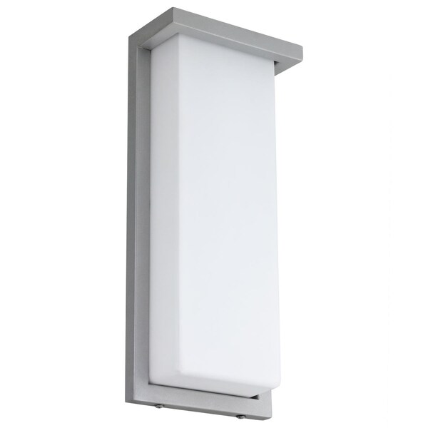 Sunlite Modern LED Silver Wall Sconce Light Outdoor Fixture 3000K-5000K, 20W 1100 Lumens, Opal Shade 81482-SU - main