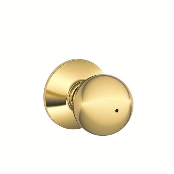Schlage Residential Orbit Knob Privacy Lock with 16080 Latch and 10027 Strike Bright Brass by Bright Chrome Finish F40ORB605625 - main