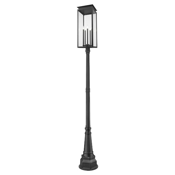Z-Lite Nova 5 Light Outdoor Post Mounted Fixture, Black/Clear, 14.25 In W x 117 In H 5018PHXLR-564P-BK - main