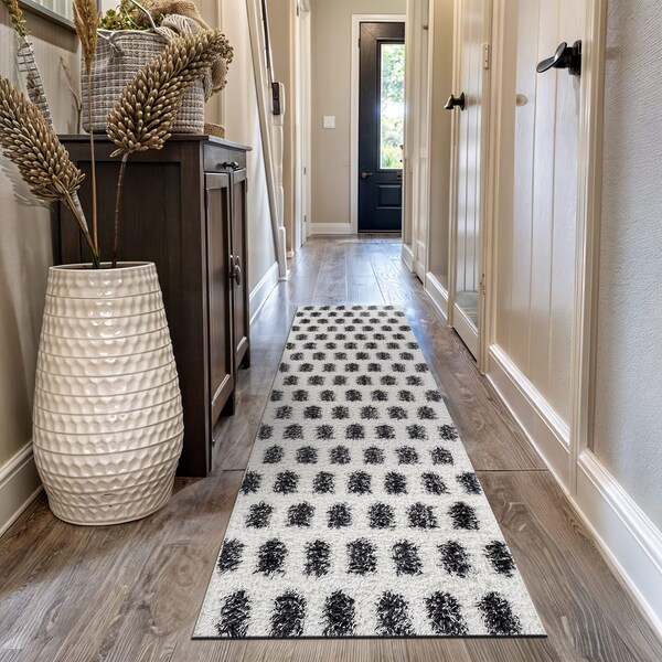 World Rug Gallery Scandinavian Arrow Shag Runner Rug 2 ft 3 in x 12 ft Anthracite WR126ANTHRACITE2X12 - main