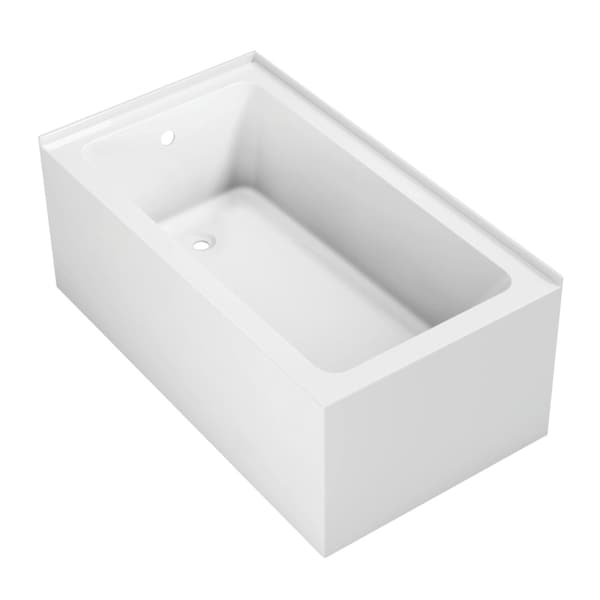 Kingston Brass 54" Acrylic Rectangular 2-Wall Corner Alcove Tub, Left Hand Drain, Glossy White VTAP5430L22TS - main