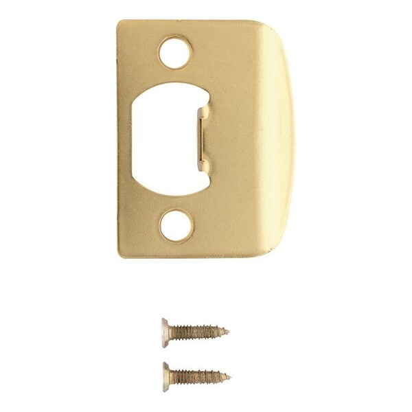 Kwikset 83437-3 Curved Full Lip Strike Plate, 2-1/4 in L, 1-3/4 in W, Steel, Polished Brass 10338SCFULLLIPSTK - main