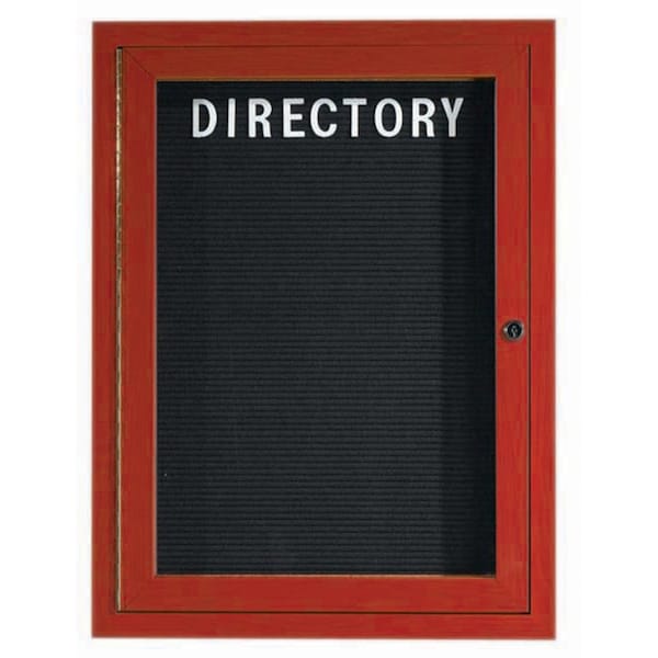 Aarco Enclosed Letter Board Directory w/ Aluminum Cherry Wood Look Finish Frame, 24''Hx18''W, 1 Door Unit ADCW2418R - main