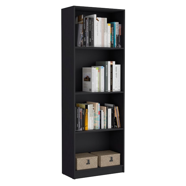 Homeroots 71" Black Five Tier Bookcase with Four doors 546352 - main