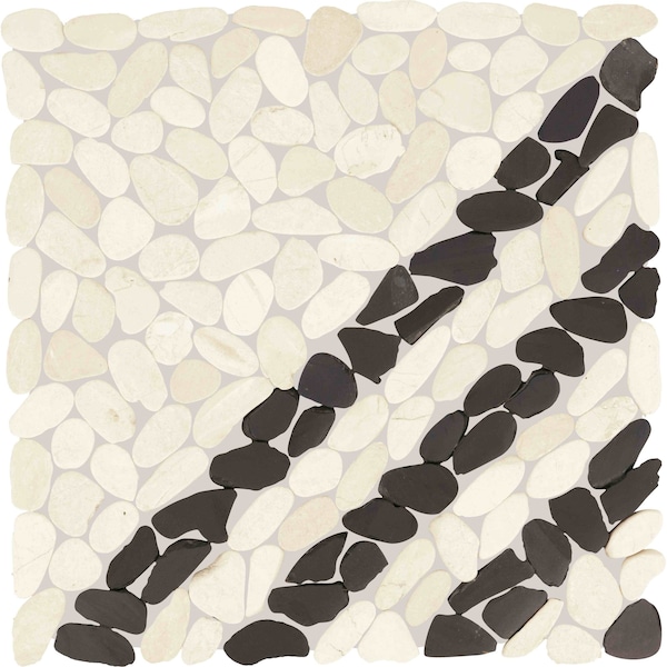 Daltile Pebble Oasis Natural Stone Striped Pebble Mosaic 11in x 11in in Tumbled Icicle, 11PK PB34STRPPBLMSTM - main