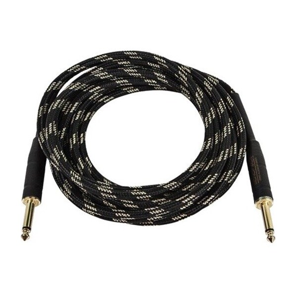 Monoprice 10ft Cloth Series 1/4 inch TS Male 20AWG Instrument Cable - Black & Gold 601410 - main
