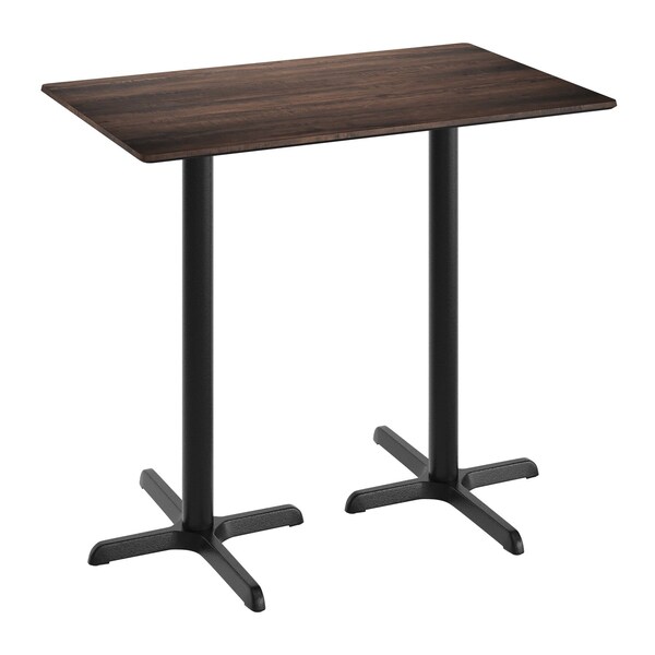 Flash Furniture 48" x 30" Tabletop, Seamless Surface Technology, Dark Brown, 22" x 30" Black Bar Height X-Bases ST-REC3048-WBR-T2230B-GG - main