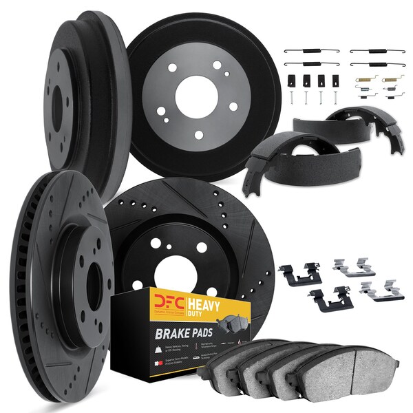 Dynamic Friction Co DFC Brake Rotor - Drilled & Slotted - Black- Heavy Duty Brake Pad includes Hardware 8214-47079 - main