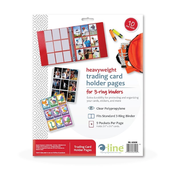 C-Line Products 9" x 11-1/4" Clear Collector's Edition Poly Trading Card Holders, 10/PK, 24PK/DS, 3DS/CT 62590-DS - main