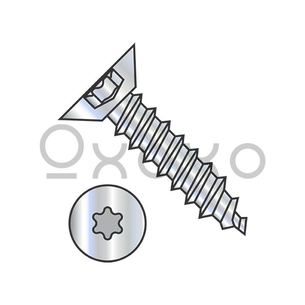 Oxoxo 4-24X3/8 Six Lobe Flat Undercut Self Tapping Screw Type A B Fully Threaded Zinc and Bake, 10000PK 388085 - main