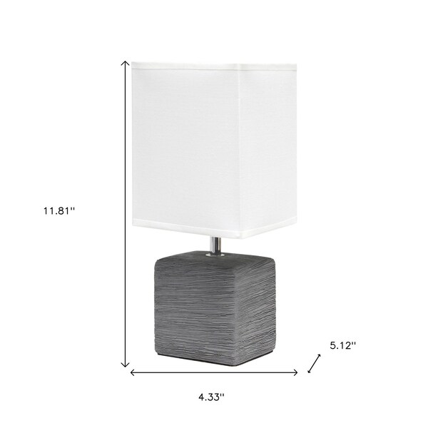 Homeroots 12" Gray Ceramic Square Table Lamp With White Shade 643293 - main