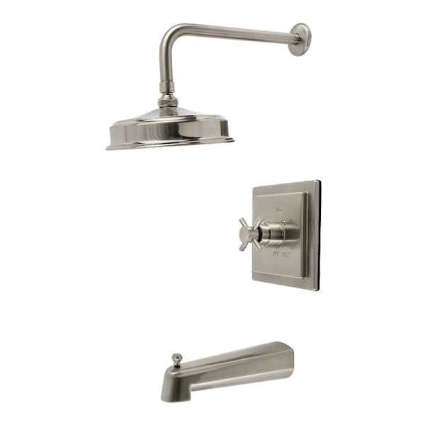 Kingston Brass Single-Handle Pressure Balanced Tub and Shower Faucet, Brushed Nickel KB5898DX - main