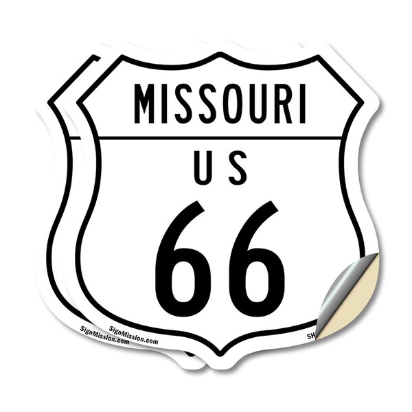 Signmission Missouri Route Marker Shield Sign Us 66, 18 inch X 18 inch, Vinyl Decal, 2PK SHI-D-2PACK-18-386 - main