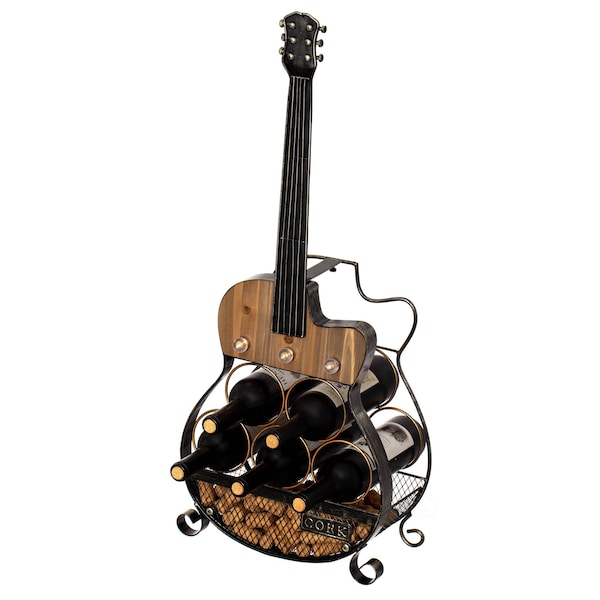 Vintiquewise Guitar Shape 5-Bottle Wine Rack - Vintage Decorative Freestanding Wine Holder and Storage QI004684 - main
