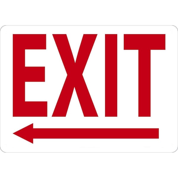Accuform Exit Sign, Plastic, 14" W, 10" H, Exit (Arrow Left), White MADC532VP - main