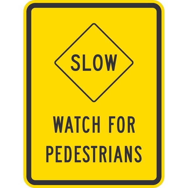 Lyle Slow Watch For Pedestrians, 18x24, High Intensity Prismatic, Yellow G-10624-HI_18x24 - main