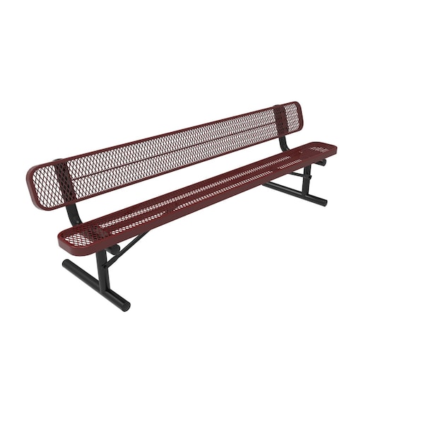 Mytcoat 8ft Outdoor Bench with Back, Portable, Red, Expanded Metal, Textured Coating 804191 - main