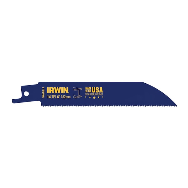Irwin 6 in L x 14 TPI Reciprocating Saw Blade, 5 PK 372614 - main