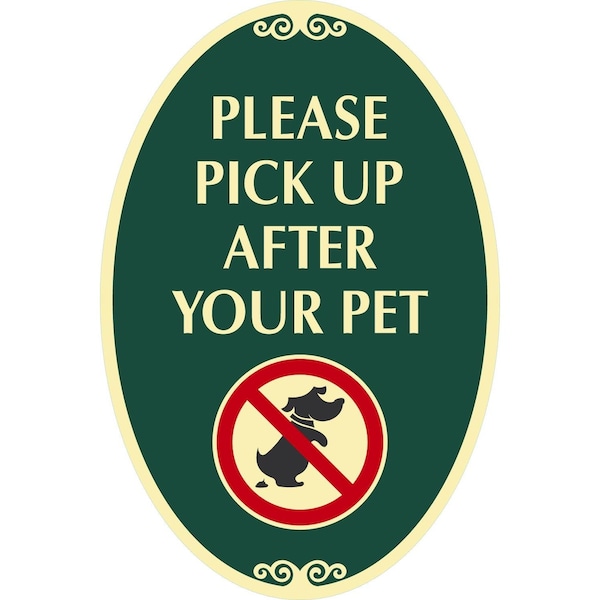 Lyle Please Pick Up After Your Pet with Graphic, 12x18, High Intensity Prismatic, Dark Green G-2523-HI_12x18 - main