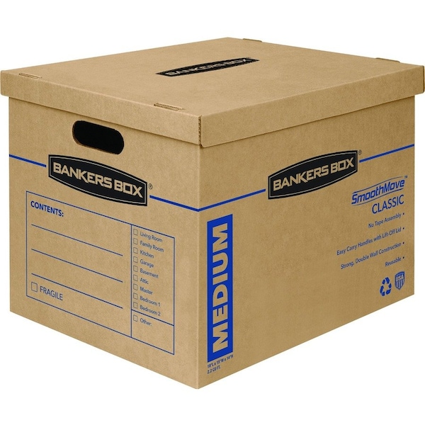 Smoothmove Moving Box, Kraft Corrugated Board, Kraft, Blue Printing, 10 PK 7717204 - main