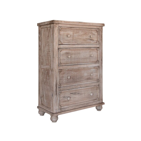 Homeroots 37" Natural Solid Wood Four Drawer Dresser 524590 - main