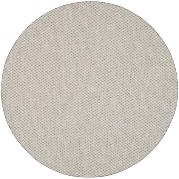 Homeroots 10' Ivory And Gray Round Geometric Indoor Outdoor Area Rug 552298 - main