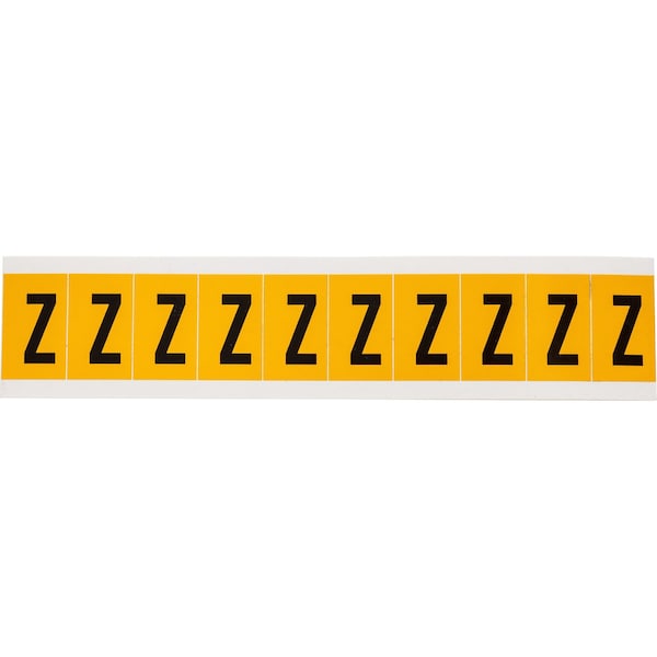 Brady Outdoor Vinyl 1 in Black on Yellow Letters Z Card of 10 Labels, 10PK 1530-Z - main