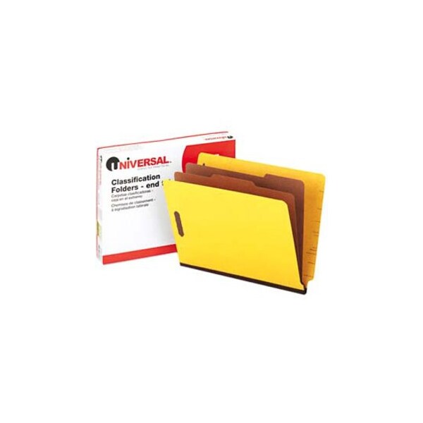 Universal Pressboard End Tab Classification Folders, Letter, Six-Section, Yellow, 10/Box 10319 - main