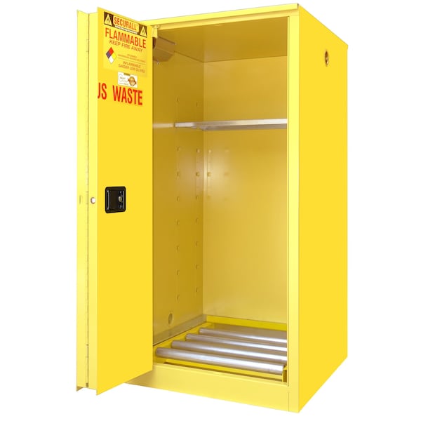 Securall Hazardous Waste Drum Storage Cabinet, 60 Gallon, 1 Shelves, 34 in W x 65 in H x 34 in D, Yellow W2040 - main