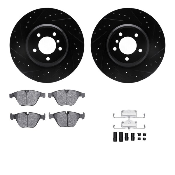 Dynamic Friction Co DFC Rotors-Drilled & Slotted-Black w/ EURO 5000 Ceramic Brake Pads Incl Hdw 8612-31072 - main