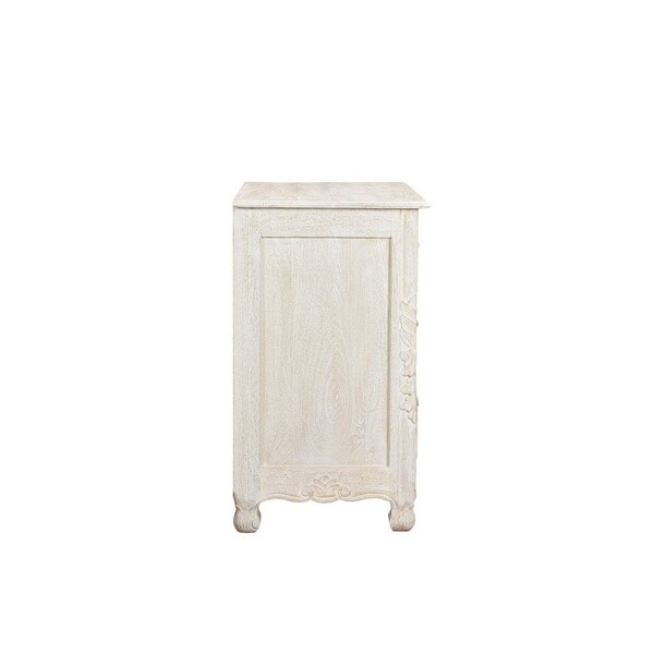 Homeroots 30" White Solid Wood Distressed Three Drawer Nightstand 521193 - main