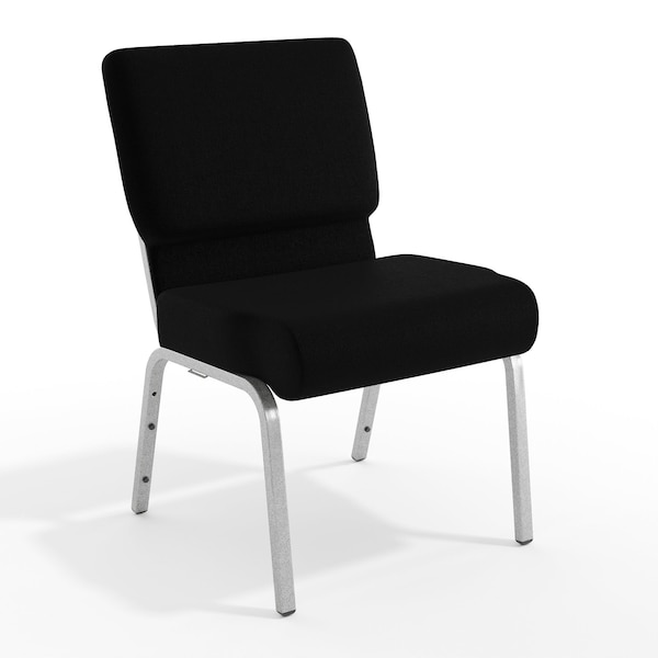 Flash Furniture 21''W Black Fabric Stacking Church Chair XU-CH0221-BK-SV-GG - main