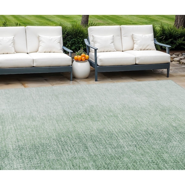 Homeroots 9' X 12' Artichoke Green And Fern Green Abstract Washable Indoor Outdoor Area Rug 588224 - main