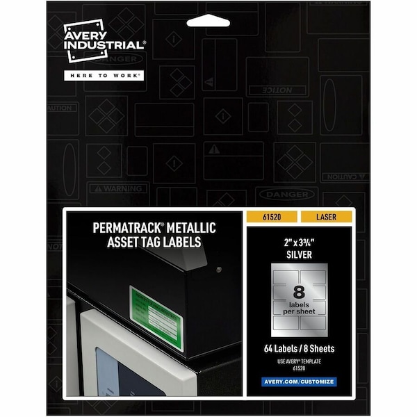 Avery PermaTrack Metallic Asset Tag Labe, PK64 61520 - main