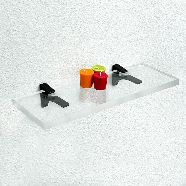 Fab Glass And Mirror Acrylic Shelf 6 x 18inces Black Bracket 3/4in Thickness Acrylic Pack of 1 AS19SC-6x18BL1P - main