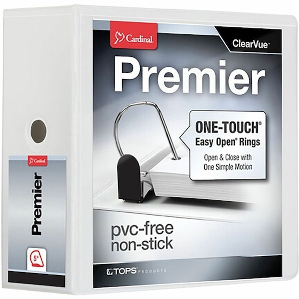 Cardinal EasyOpen Clearvue Slant DRing Binders, White CRD10350CB - main