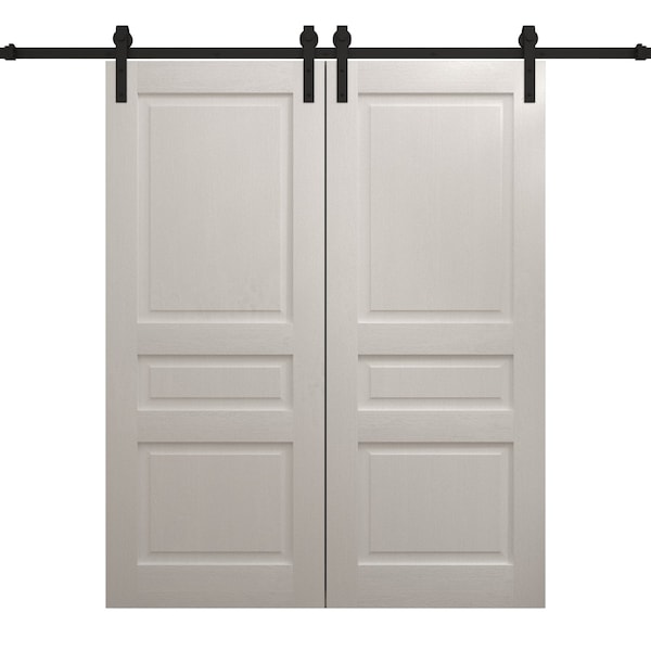 Sartodoors Modern Double Barn Door 56 x 84 inches, Ego 5012 Painted White Oak, 13FT Rail Track Set, Solid Pa EGO5012DB-PWO-5684 - main